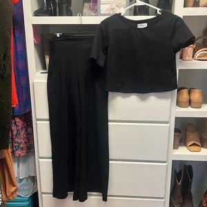 Ripely radar black ponte wide leg pant and shirt